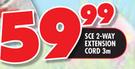 SCE 2 Way Extension Cord 3m