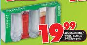 Arizona 3 Piece Hi Ball/Whisky Glasses Pack