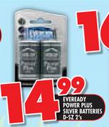 Eveready D-52 Power Plus Silver Batteries-2's Pack