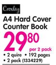 Croxley A4 Hard Cover Counter Book 192 Pages 2 Quire-Per 2 Pack