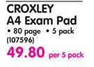 Croxley A4 Exam Pad 80 Page-Per 5 Pack