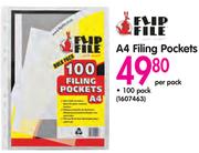 Flip File A4 Filing Pockets-Per 100 Pack