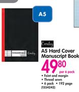 Croxley A5 Hard Cover Manuscript Book 192 Page-Per 6 Pack