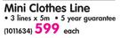 Retractaline Mini Clothes Line-3 Lines x 5m