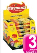 Maynards Wine Gum Rolls-36's