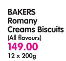 Bakers Romany Creams Biscuits(All Flavours)-12 x 200gm