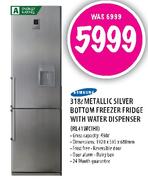 Samsung Metallic Silver Bottom Freezer Fridge With Water Dispenser 