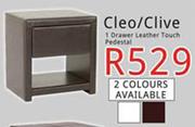 Cleo/Clive 1 Drawer Leather Touch Pedestal