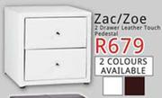 Zac/Zoe 2 Drawer Leather Touch Pedestal