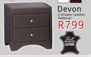 Devon 2 Drawer Leather Pedestal