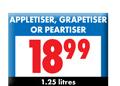 Appletiser,Grapetiser Or Peartiser-1.25 Litre