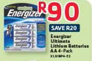 Energizer Ulltimate Lithium Batteries AA4-Pack