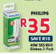 Philips 40w SES R50 Globes 2-Pack