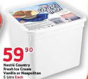 Nestle Country Fresh Ice Cream Vanilla Or Neapolitan-5 Litre Each