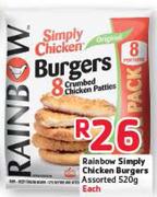 Rainbow Simply Chicken Burgers Assorted-520g