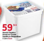 Nestle Country Fresh Ice Cream Vanilla Or Neapolitan-5 Litre