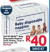 PnP No Name Baby Disposable Nappies Small,Medium,Large Or Extra Large 25's Per Pack 