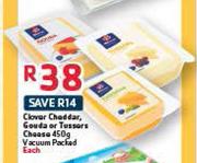 Clover Cheddar,Gouda OR Tussors Cheese-450g Vacuum Packed Each