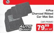 Auto Kraft 4-Pce Charcoal Ribbed Car Mat Set CAR.PROMO  Per Set