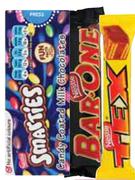 Nestle Mini Tex,Bar-One Or Smarties-24's