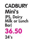 Cadbury Mini's(PS Dairy Milk Or Lunch Bar)-24's