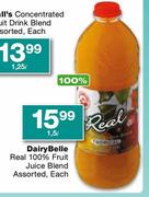 Dairy Belle Real 100% Fruit Juice Blend Assorted Each-1.5ltr