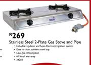 Stainless Steel 2 Plate Gas Stove And Pipe