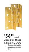 Brass Butt Hinge-100mmx75mm Per Pair