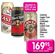 Castle Lager Can,Carling Black Label Can,Hansa Pilsener Can-24x440ml