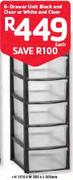 Big Jim 6 Drawer Unit Black And Clear Or White And Clear 1170x385x500mm-Each