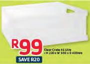 SA Leisure Clear Crate 46L 220x600x400mm