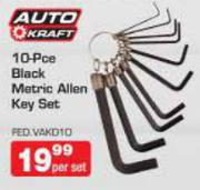 Auto Kraft 10-Pce Black Metric Allen Key Set-per Set