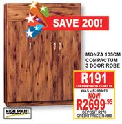 High Point Monza 135cm Compactum 3 Door Robe