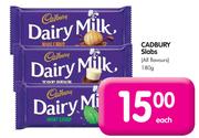 Cadbury Slabs(All Flavours)-180gm Each