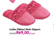 Ladies Ribbed Mule Slippers(221207)-Per Pair