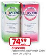 Corsodyl Antibacterial Mouthwash Mint Or Original-200Ml Each