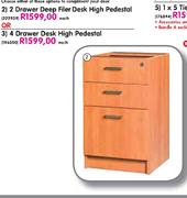 Classique 2 Drawer Deep Filer Desk High Pedestal-Each