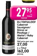 Du Toitskloof Cabernet Sauvignon/Shiraz Or Pinotage/Merlot/Ruby Cabernet-1  x 750ml