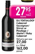 Du Toitskloof Cabernet Sauvignon/Shiraz Or Pinotage/Merlot/Ruby Cabernet-Unit Price Per Case 