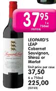 Leopard's Leap Cabernet Sauvignon,Shiraz Or Merlot-Unit Price Per Case 