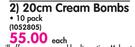 ISI Cream Bombs 10 Pack-20cm Each