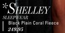 Shelley Sleepwear Black Plain Coral Fleece