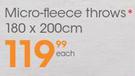 Micro-Fleece Throws 180x200Cm-Each