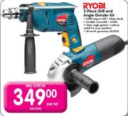 Ryobi 2 Piece Drill and Angle Grinder Kit-Per Kit