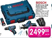 Bosch 10.8V Li-ion Drill Sabre Saw Kit(Model:GSR10.8V-li-2 & GSA10.8V-li)-Per Kit