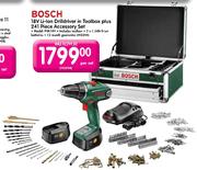Bosch 18V Li-Ion Drilldriver in Toolbox Plus 241 Piece Accessory Set(Model:PSR18V)-Per Set
