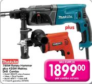 Makita 780W Rotary Hammer Plus 430W Maktec Drill Combo-Per Combo