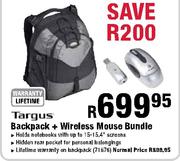 Targus Backpack + Wireless Mouse Bundle