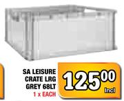 SA Leisure 68Ltr Crate LRG Grey