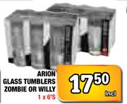 Arion Glass Tumblers Zombie Or Willy-6's Pack